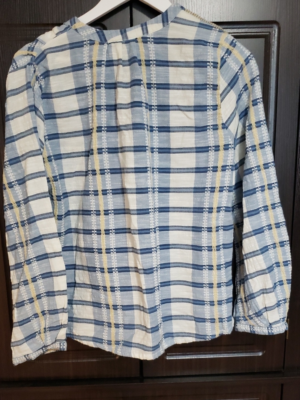 Ace & Jig top in Honor textile: Blue & White Plaid Long-Sleeve Top,Large - Picture 7 of 9